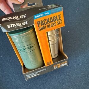 Stanley Stainless Steel Shot Glass Set with Green Case- hard to find and unique!